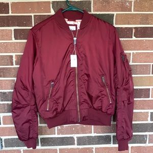 NWT Burgundy GAP Bomber Jacket XS